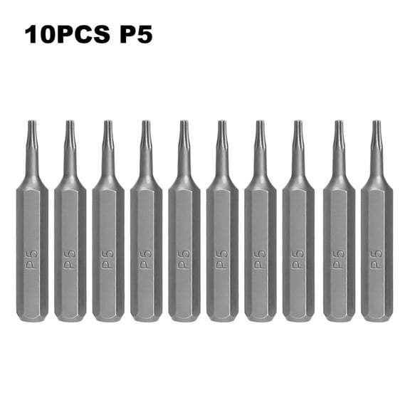10 Pieces Pentagram Screwdriver Bits Set, 4mm Hex Shank x 28mm Length, P2 P5 P6 Security Star Driver Bits for Electric Drills and Precision Tools(P5)