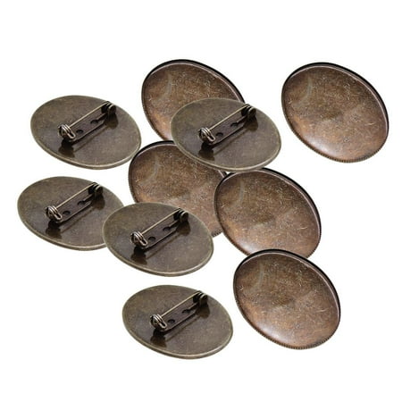 10 Pieces Personalize Button Badges Pin Back Copper Easy Assemble Pin-Back Button Sets Safety Design Bright Assorted Color 4x3cm Bronze