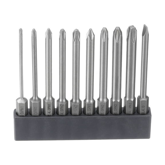 10 Pieces Phillips Slotted Screwdriver Bit Set PH1-PH3 Cross SL4/4mm Flat Head 3" Long Magnetic Screw Drill Bits