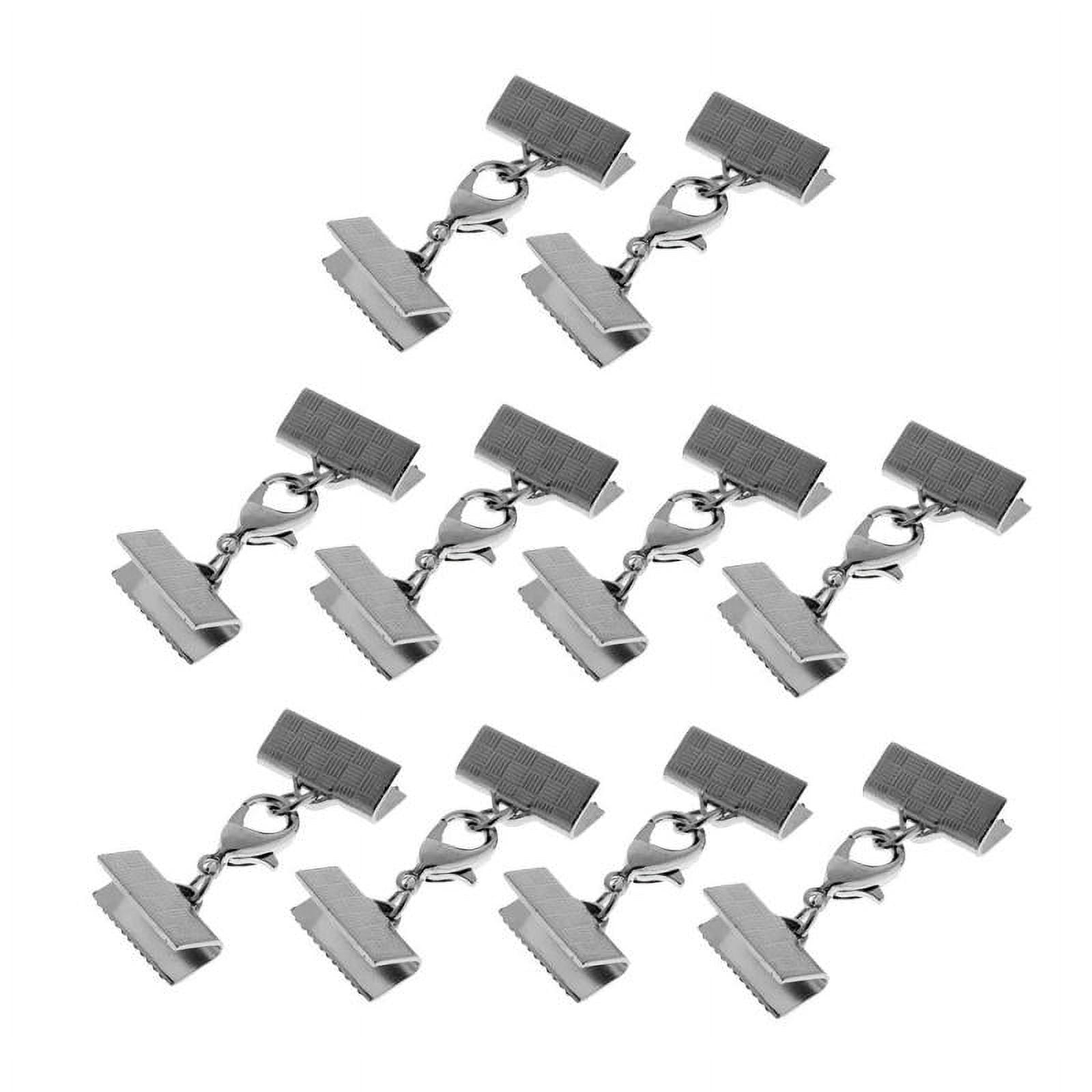10 Pieces Plated 13mm Ribbon Bracelet Bookmark Pinch Clamp Cord Ends ...