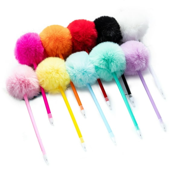 10 Pieces Plush Ball Ballpoint Pen Funny Writing Pen Smooth to Write for Student