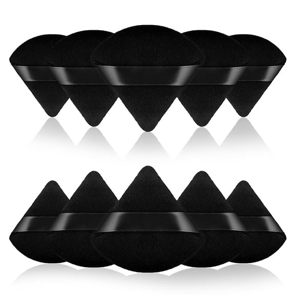10 Pieces Powder Puff Triangle Powder Puff Makeup Puff Setting Powder Puff for Face Body Loose Powder Cosmetic Foundation Mineral Powder Wet and Dry Soft Cotton Makeup Tool - Black