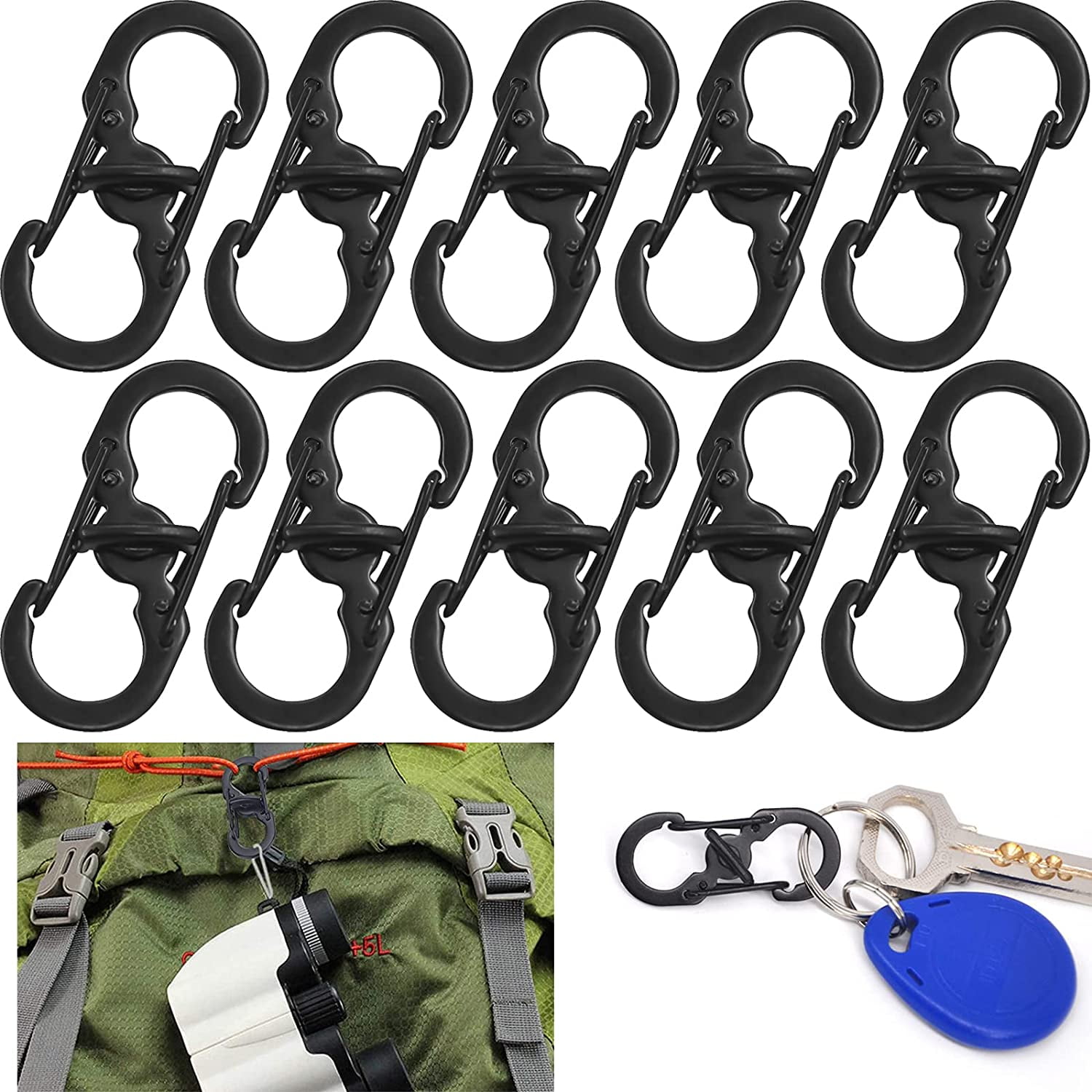 10 Pieces S Shape Carabiners Carabiner Hook Metal Carabiner Mini