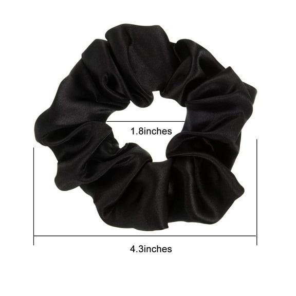 10 Pieces Satin Scrunchies Hair Ties Silky Small Elastic Hair Bobbles Ponytail Holders Curly Hair Accessories for Women Girls Kids Adults (Black)