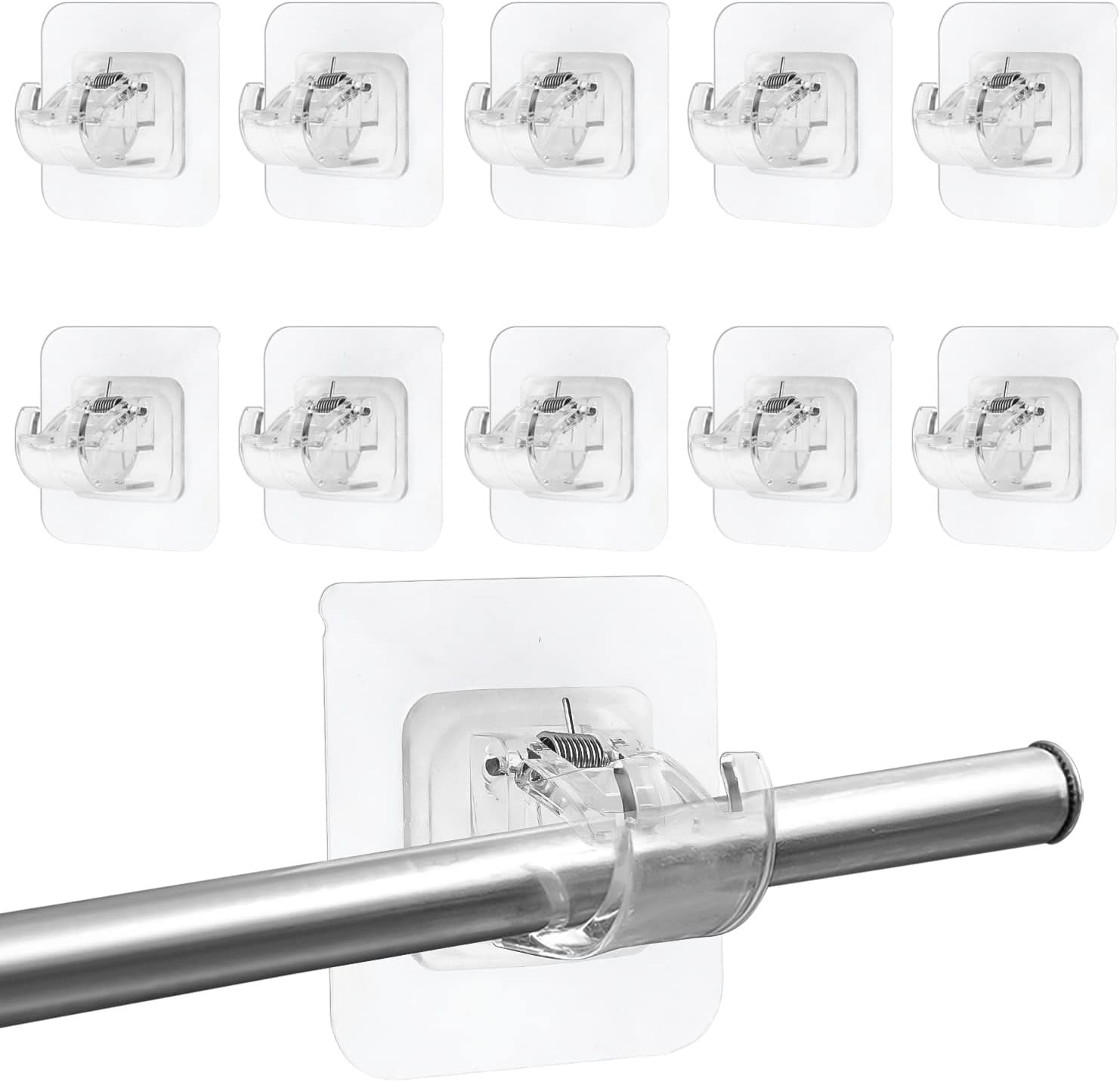 10 Pieces Self Adhesive Curtain Rod Bracket, Nail Free Adjustable Rod Bracket Holders, Curtain