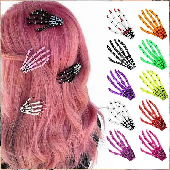 10 Pieces Skeleton Hands Bone Hair Clips Claws, Skull Hand Hair Clip Hairpin, Zombie Punk Rock Horror Hair Clip for Women Girls Hair Accessories