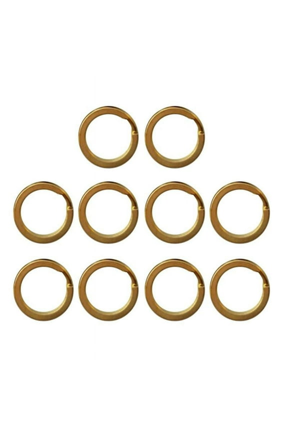 10 Pieces Small Heavy Duty Brass Flat Split Rings Keyring Keychain Key Loop Holder Clasps Connector, Gold Color - Choice Of