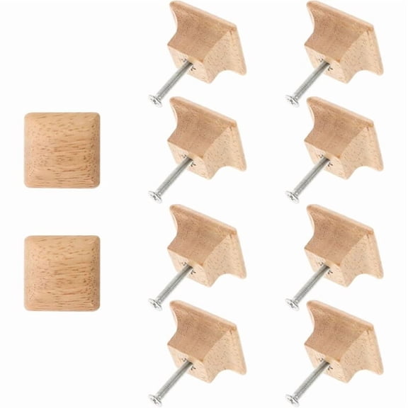 10 Pieces Square Wood Knobs Wooden Cabinet Handles Wardrobe Pull Dresser Knobs Cupboard Furniture Handles Hardware