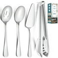 thumbnail image 1 of GPED 10 Pieces Stainless Steel Serving Utensils, Large Serving Utensils Set for Partie, Include 8.7" Pie Cake Server, 8.7" Serving Spoons, 8.7" Slotted Spoons, and 9.4" Tongs (Silver), 1 of 7