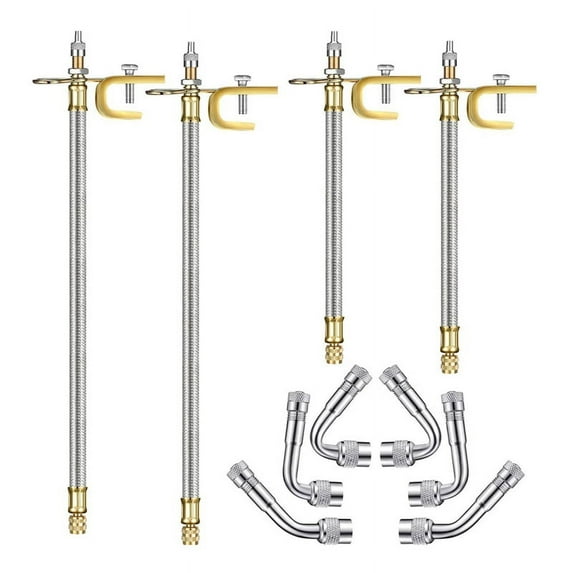 10 Pieces Stainless Steel Valve Stem Extension, 4 Dual Tire Extension 6 Extender Adaptor