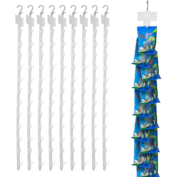 10 Pieces Station Hanging Merchandise Strips with Hooks, Display Merchandise Strips for Retail Display with Label Header