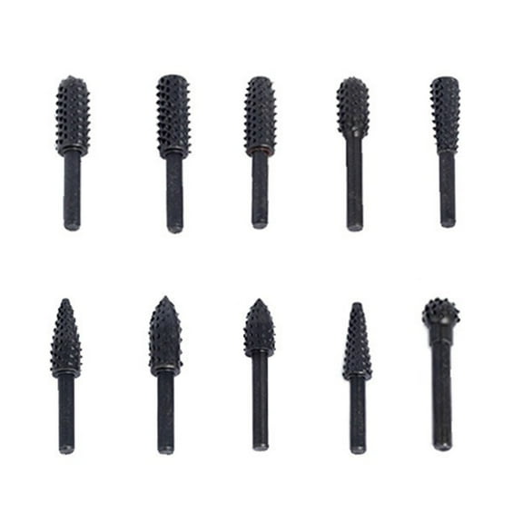 10 Pieces Steel Rotary Burr Set Wood Carving Tool Burr Set for Grinding Polishing Shaping Grinding Polishing Shaping