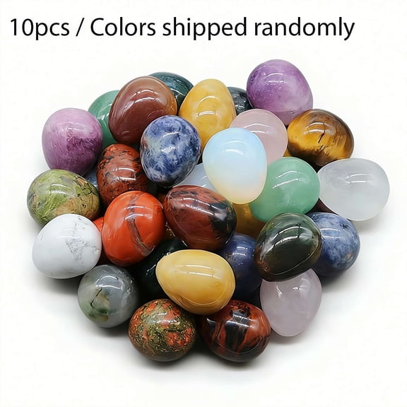 10 Pieces Stones Egg Rock Polished Mineral Rock Egg Stones Pocket Chakra Crystal for Easter Decor(Stylish Color)