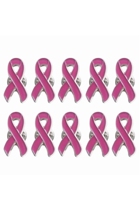 10-Pieces Stylish Pink Ribbon Brooch Cancers Awareness Propaganda Badge Handmade Enamel Pin Fashionable Accessory