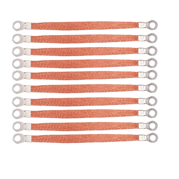 10 Pieces, Terminal Brass Silver-Plated Braided Ground Wire/6 Square; Length About 6 Inches (150 Mm); Hole Distance: 12mm