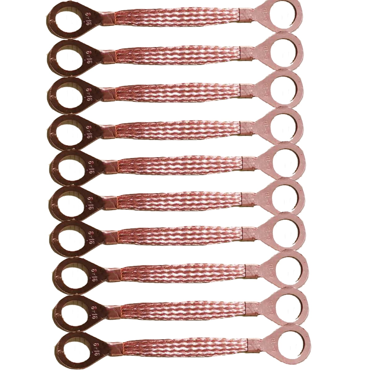 10 Pieces, Terminal Brass Silver-Plated Copper National Standard Braided Ground Wire/6 Square; Length About 7.8 Inches (200 Mm); Terminal Hole: 22 Mm