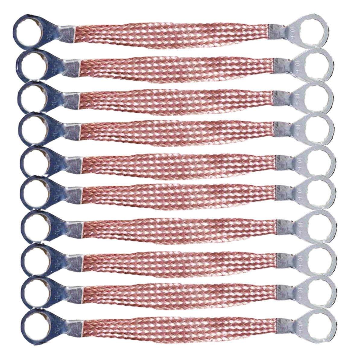 10 Pieces, Terminal Copper National Standard Braided Ground Wire/6 Square; Length About 6 Inches (150 Mm); Hole Distance: 10mm