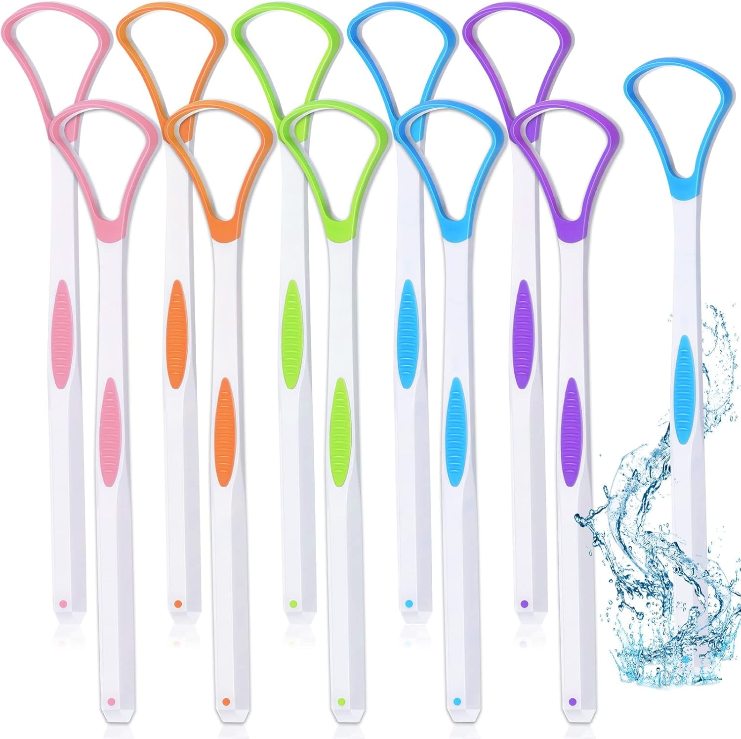 10 Pieces Tongue Scraper Tongue Cleaner Plastic Tongue Brush for Adults Kids Healthy Oral Care