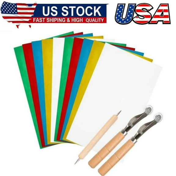 10 Pieces Transfer Paper with Embossing Stylus, Needle Point Tracing Wheel