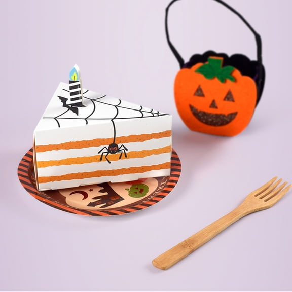10 Pieces Triangle Cake Shaped Halloween Treat Bags Candy Boxes Multicolor Paper