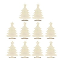 10 Pieces Unfinished Wood Cutouts Xmas Tree Slices with Ropes Included for Christmas Tree Window Decorations
