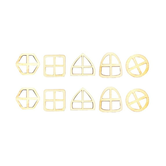 10 Pieces Unfinished Wooden Window Shaped DIY Craft Pieces for Wedding Ornaments Christmas Party