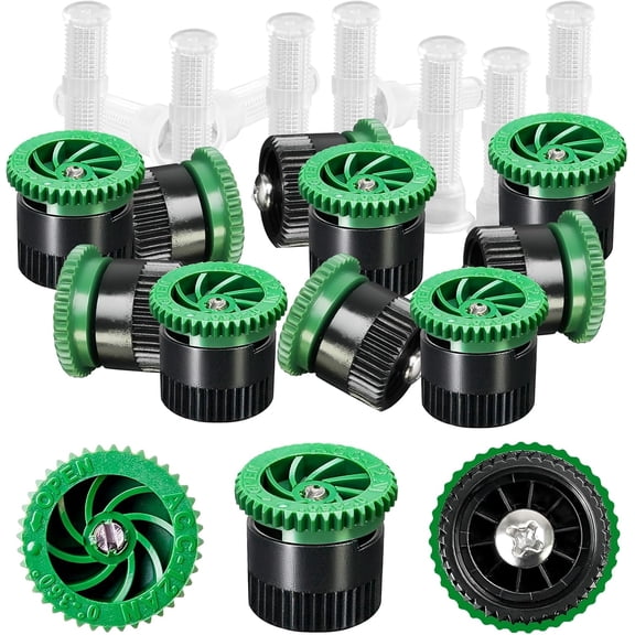 10 Pieces Variable Arc Nozzle, Pop-up Sprinkler Heads Replacement Compatible with Most of 360 Degree Adjustable Pop Up Sprinklers Spray Head for Garden Lawn Irrigation (12AN)
