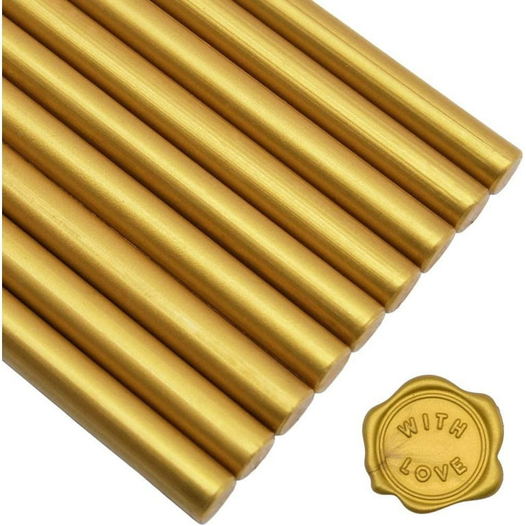 Yellow Sealing Wax Sticks, ONWINPOR 10pcs Yellow Glue Gun Wax Seal Sticks for Wax Seal Stamp, Letter Sealing Wedding Invitations, Cards Envelopes