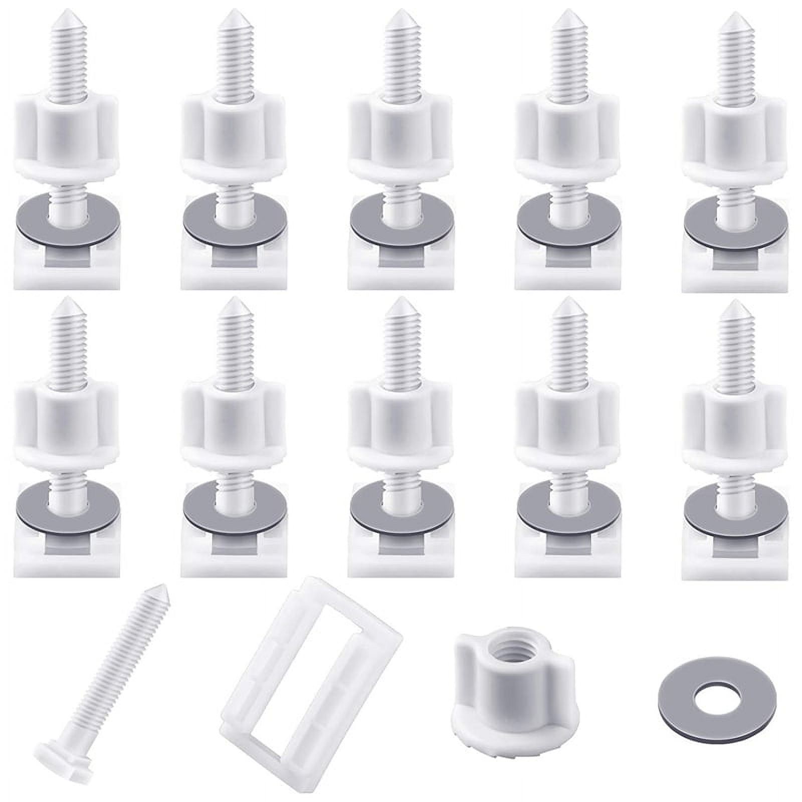 10 Pieces White Plastic Toilet Screws and Nuts with Rubber , Hinge