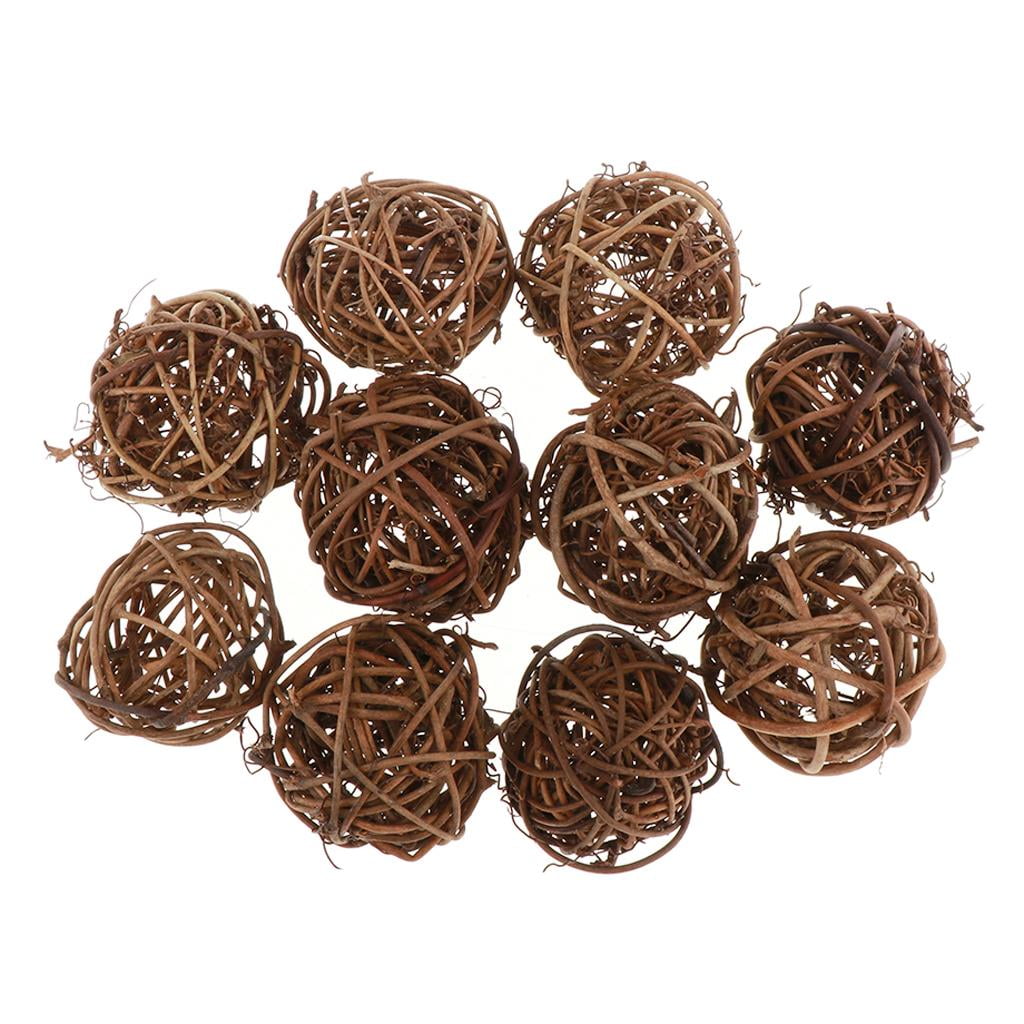 10 Pieces Wicker Rattan Balls Decorative Orbs Vase Fillers Twig Balls for Hanging Decor