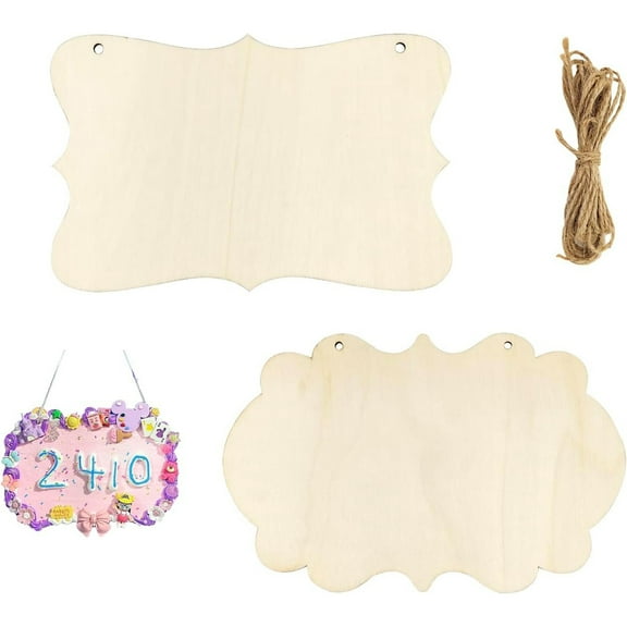 10 Pieces Wood Crafts Blanks Unfinished Hanging Wood Sign Blank Wood Boards Wood Ornaments Plaques Door Knob Signs for DIY Craft, Home Hotel Office Decoration