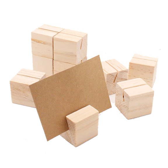 10 Pieces Wood Table Card Stand Wood Place Card Holders Wood Table Numbers Holder Wooden Menu Holder Party Wedding Table Name Card Holder Wood Base Photo Display Stand for Home Hotel Wedding