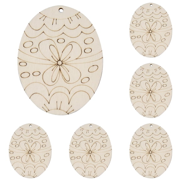 10 Pieces Wooden Easter Egg & Bunny Cutouts, Unfinished Wood Shapes for DIY Painting, Crafts & Easter Decorations