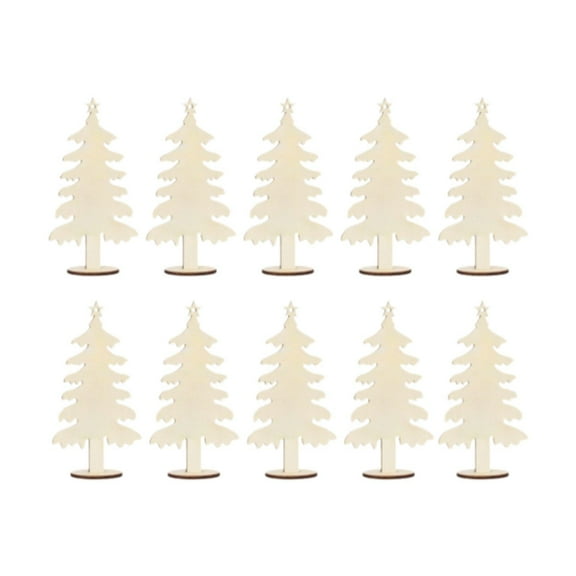10 Pieces Xmas Tree Cutouts Wood Blanks Unfinished Ornaments Large 7 Inch Size with Ropes for Kids Adult Crafting