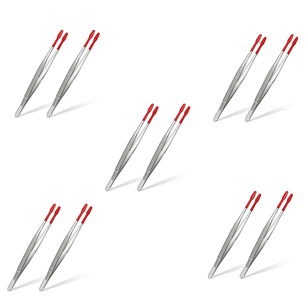 10 Pieces of Rubber Tip Tweezers PVC Silicone Tweezers Laboratory Industrial Hobby Craft Tweezers Tool-Red