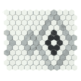 thumbnail image 1 of 10-Pieces of Thassos White, Black and Calacatta Grey Marble Mosaic Wall and Floor Tiles, 1 of 11