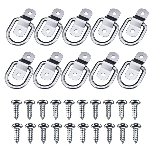 10 Pieces on D Rings with Mounting Bracket Surface Mounting Heavy Duty Trailer Anchors Tie Downs for RV Trucks Kayak Trailers ATV