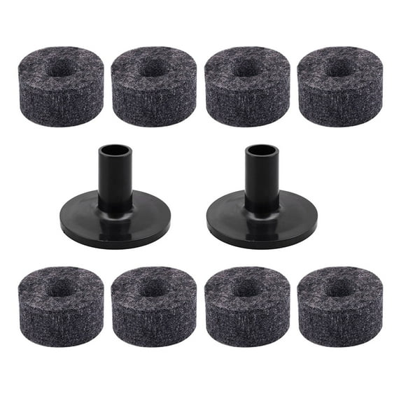 10 Pieces/set Plastic Long Sleeves with Felt Washers for Drum Set Percussion Instrument Parts Accessories