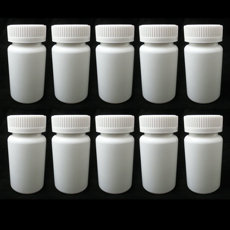 10 Pill Bottle Storage Container Pet Tin Vial White 100Ml Screw Cap Jar  Medicine