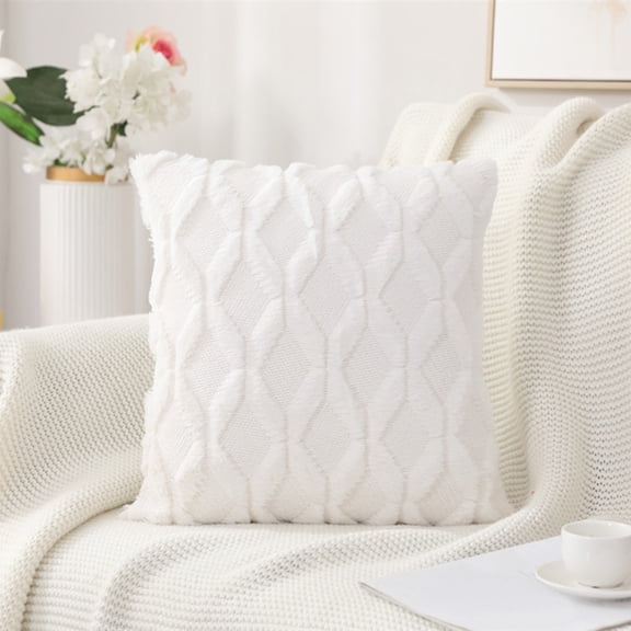 Pillowcase for Sofa and Waist Decorative Throw Cushion Cover Home Decor for Living Room Or Bedroom Comfortable and Stylish Cushion Covers Holiday Excitement Cotton White