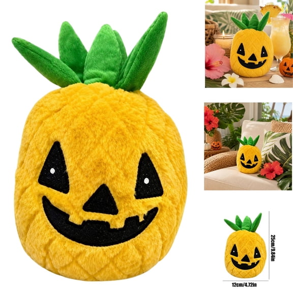 10" Pineapple Plush Toy Summer Halloween Decorations Stuffed Animal Pillow, Cute Soft Cozy Kawaii Plushie for Home Kids Gift - 1 Pack