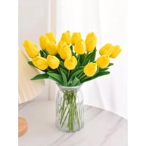 10 Pink Flowers Artificial Tulips Silk Fake Flowers 13.5 Inch for Valentine's Day, Easter, Bulk Home Kitchen Wedding Table Decoration