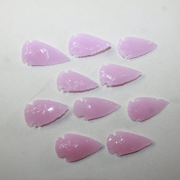 10 Pink Glass Ornamental Arrowheads #6125 Arrowhead