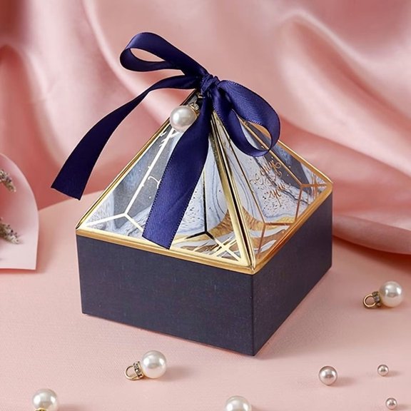 10 Pink Gray Marble Gift Boxes with Pearls for Wedding Favors, Party Favors, DIY Gift Packaging
