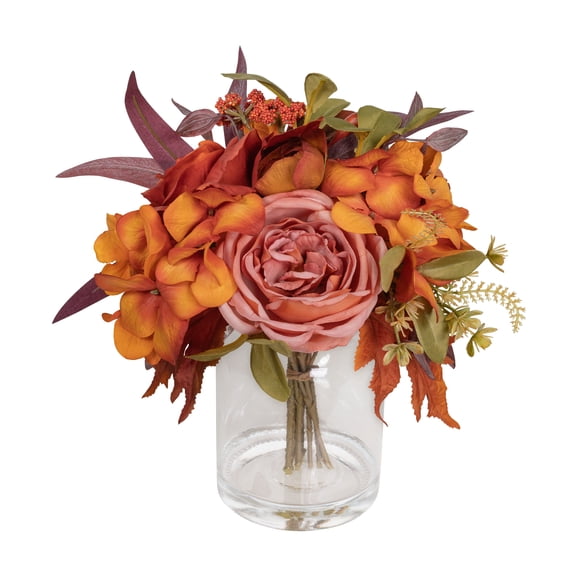 10" Pink Rose & Red Hydrangea Mix Real Touch Premade Arrangement by Ashland®
