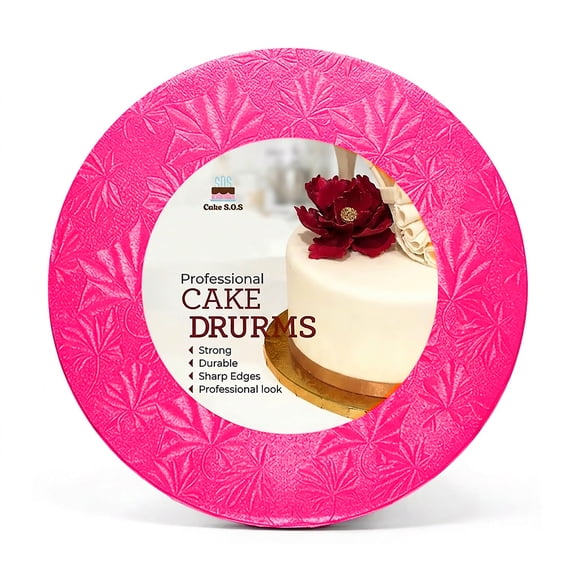 Cake S.O.S 10 inches Pink Round Cake Drum Board, 1/2 Thick, (1-pack)