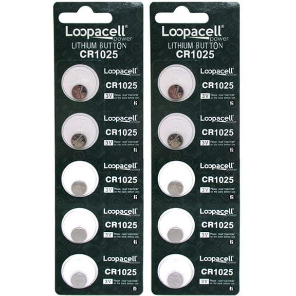 10 Pk Lithium Coin Battery 3v for Keyless Entry and Remote Controls CR1025 Loopacell