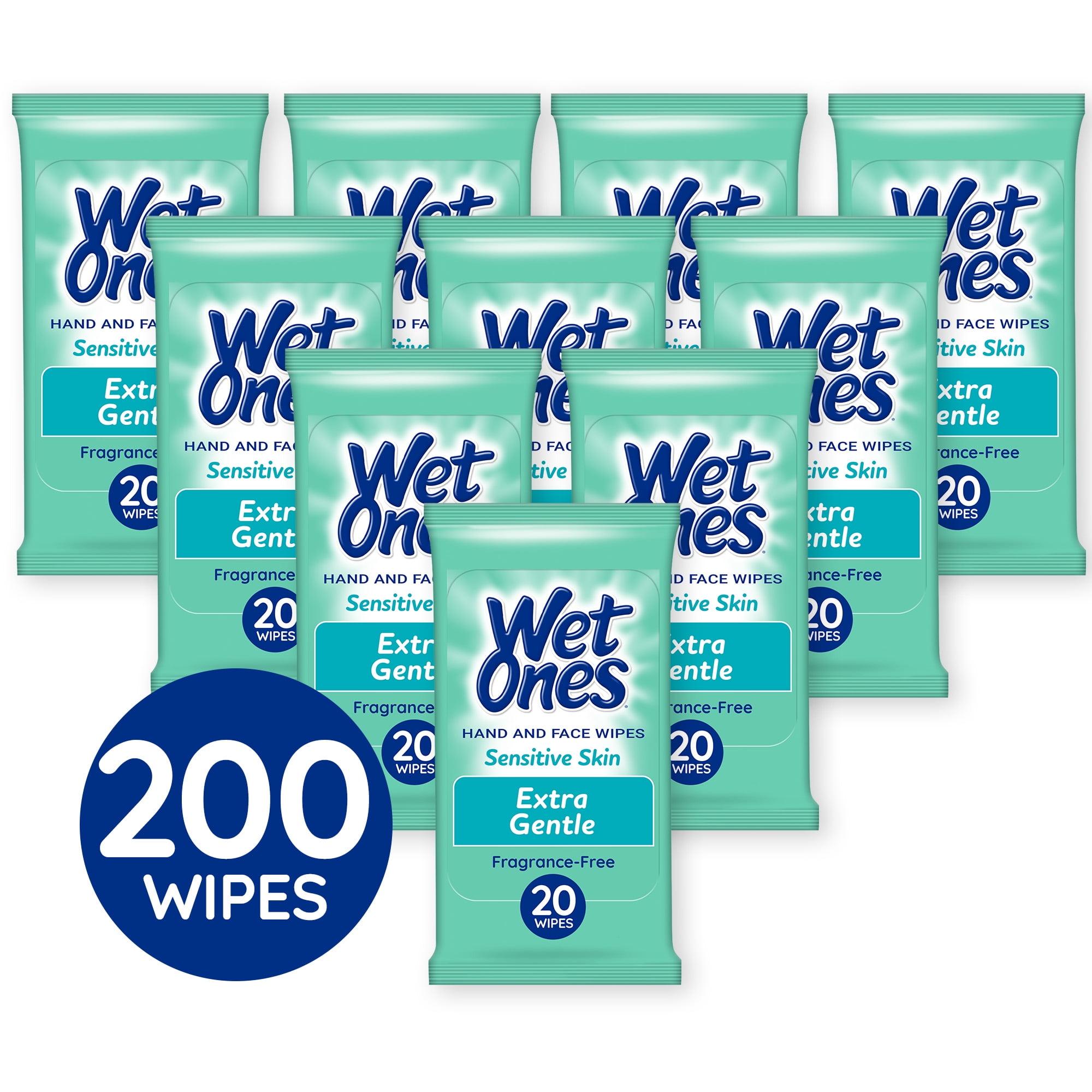(10 Pk) Wet Ones Sensitive Skin Hand Wipes Travel Pack, 20 Ct