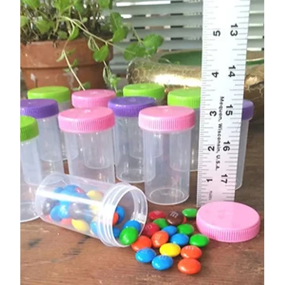 10 Plastic Jars 2Oz Party Candy Pill Bottles Screw Cap Rx #4314 Decojars
