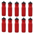 thumbnail image 1 of 10 Plastic Water Bottles Set, 26 oz. - Black Push Top Lid - Red, 1 of 5
